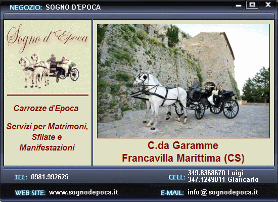 Sogno d'Epoca - Francavilla Marittima (CS) - Carrozze d'Epoca - Servizi per Matrimoni, Sfilate e Manifestazioni